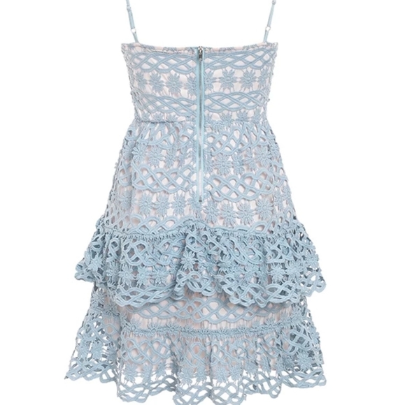 Crochet ruffled nude lined mini dress - Picture 8 of 9